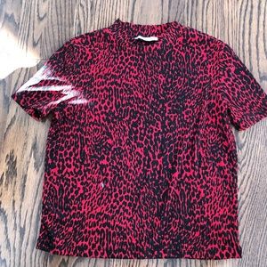 Zara red and black cheetah sheer t shirt